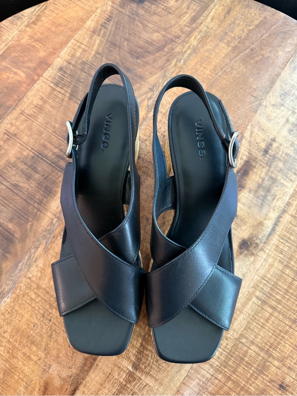 NEW Vince Clementine Black Leather Platform Sandals, Size 9 - Picture 7 of 10